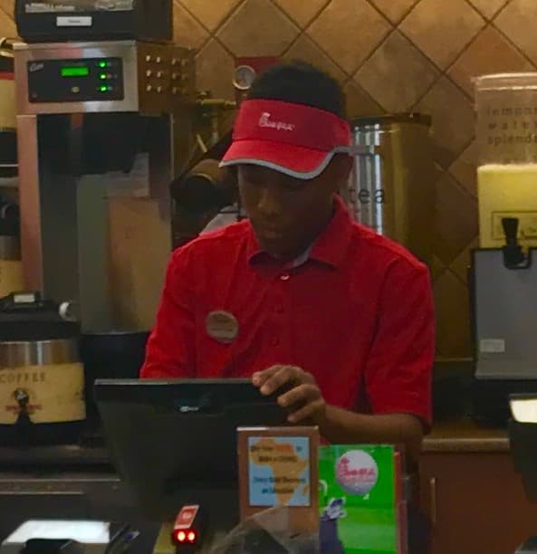 Ceaz working at Chick-fil-A, before